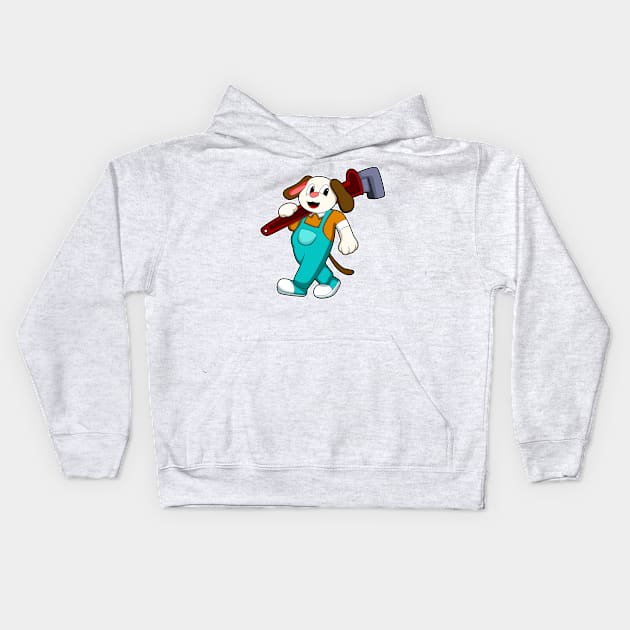 Dog as Craftsman with Allen key Kids Hoodie by Markus Schnabel